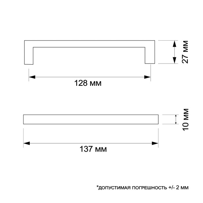 Ручка-скоба CAPPIO SQUARE2 RSC007, алюминий, м/о 128 мм, цвет черный - фото 18546873