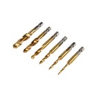 Набор сверл-метчиков ТУНДРА, TiN, шестигранный хвостовик, М3 - М10, 65 - 72 мм, 6 шт. - Фото 1