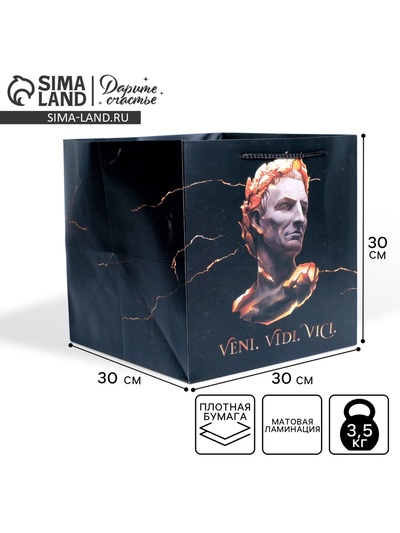 Пакет подарочный квадратный, упаковка, «Цезарь», 30×30×30 см