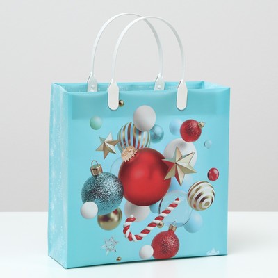 Пакет новогодний «Шарики с карамелью», мягкий пластик, 26×24 см, 140 мкм