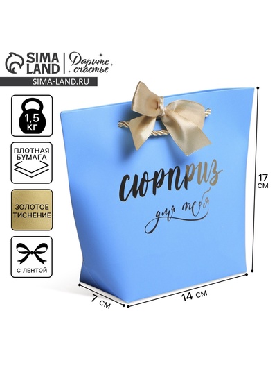Пакет подарочный, упаковка, «Сюрприз», 14×17×7 см