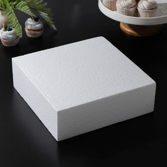 Фальшярус для торта квадратный, 30×30 см, h=10 см, цвет белый