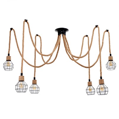 Светильник «Паук», 6хE27, 40 Вт, чёрный