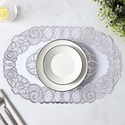 Салфетки сервировочные на стол Доляна «Листья», ажурные, 46×30 см, 4 шт., ПВХ, серебряные - Фото 5