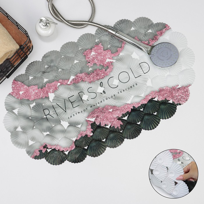 Коврик противоскользящий в ванну на присосках Доляна «Срез», 37×67 см - Фото 1