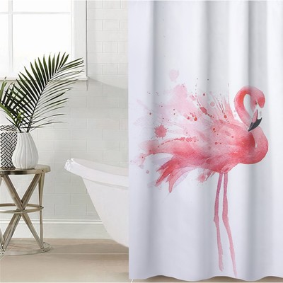 Штора для ванны Доляна «Душа фламинго», с люверсами, 180×180 см