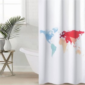 Штора для ванны Доляна «Весь этот мир», с люверсами, 180×180 см, полиэстер