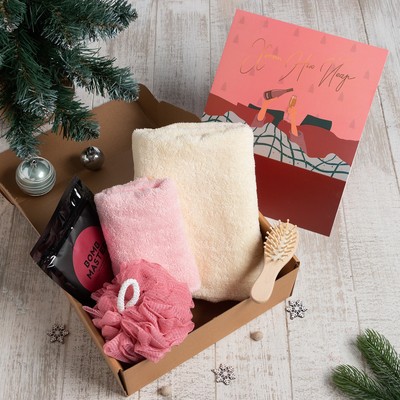 Новогодний подарочный набор «Этель. Хэппи нью йеар», 5 предметов, полотенце 50×90 см, 30×60 см, расчёска, мочалка