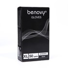 Перчатки Benovy Nitrovinyl нитровиниловые, гладкие, черные, размер XL, 50 пар в упаковке - фото 9479376