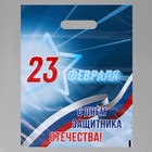 Пакет "23 февраля", полиэтиленовый с вырубной ручкой, синий, 30 х 40 см, 50 мк 7394201 - фото 11070440