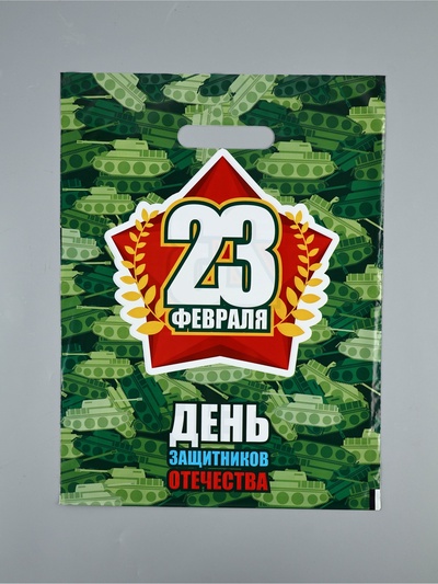Пакет подарочный «23 февраля», полиэтиленовый с вырубной ручкой, 30×40 см, 50 мк
