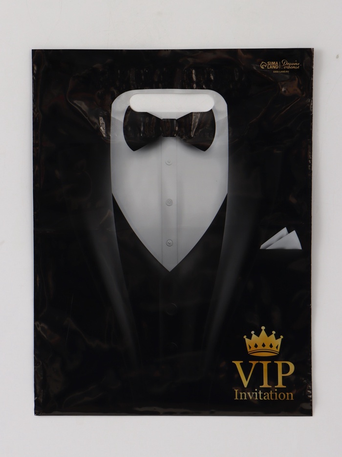 Пакет подарочный «Смокинг VIP», полиэтиленовый, с вырубной ручкой, 30×40 см, 50 мкм - Фото 1