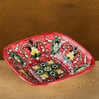 Салатница Риштанская Керамика "Цветы", 17 см, красная - фото 1035427