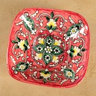 Салатница Риштанская Керамика "Цветы", 17 см, красная - Фото 2