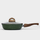 Сковорода Доляна «Форест», d=22 см, стеклянная крышка, съёмная ручка, антипригарное покрытие, алюминий, зелёная - Фото 2