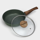 Сковорода Доляна «Форест», d=22 см, стеклянная крышка, съёмная ручка, антипригарное покрытие, алюминий, зелёная - Фото 3