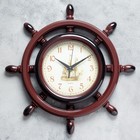 Часы настенные, серия: Море, "Штурвал", плавный ход, d-35 см, коричневая патина - фото 8387388