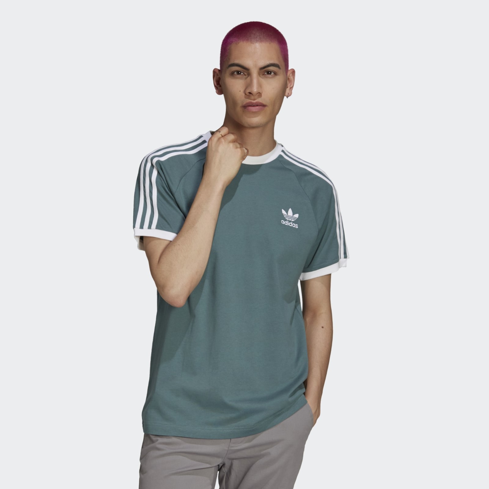 Adidas t shirt three hot sale stripes