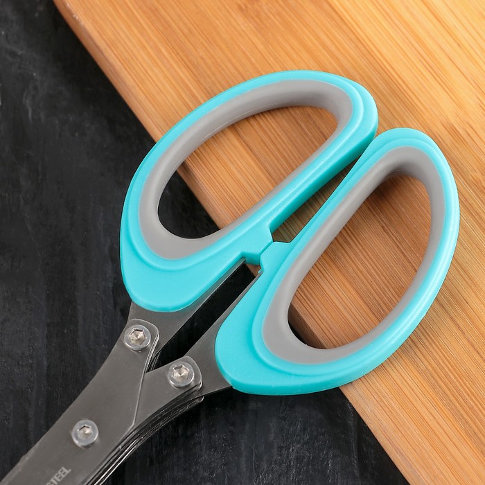 Ножницы кухонные для зелени Доляна «Кольца», 19 см, цвет МИКС - фото 1881739828