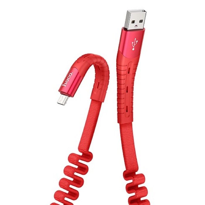 Кабель Hoco U78, USB - microUSB, 2.4 А, 1.2 м, тканевая оплетка, красный - фото 51454095