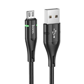 Кабель Hoco U93, USB - microUSB, 2.4 А, 1.2 м, индикатор, черный