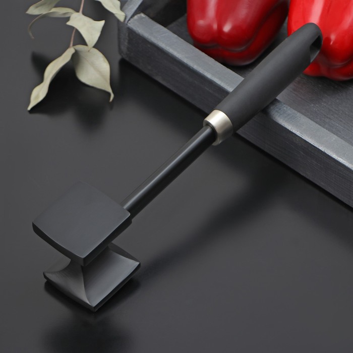 Молоток для мяса Доляна «Сарейп», 26 см, нержавеющая сталь, цвет чёрный - Фото 1