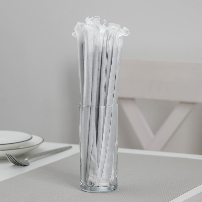 Трубочки одноразовые для коктейля, в индивидуальной упаковке, прямая, 0,5×21 см, цвет чёрный - Фото 1