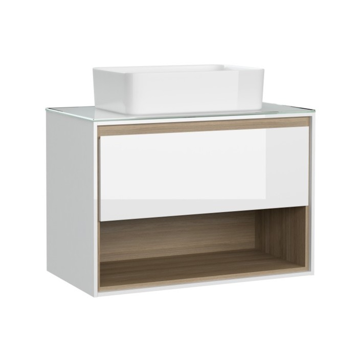 Тумба под раковину Cersanit LOUNA 80 со столешницей, подвесная, белый