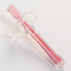 Детская зубная щетка-массажер, силиконовая, с ограничителем, цвет розовый