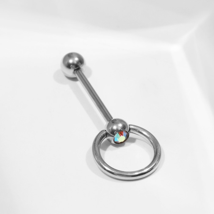 Пирсинг в пупок «Кольцо», L=3,4 мм, d=1 мм, цвет радужный в серебре - Фото 1
