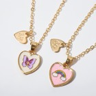 Кулоны "Неразлучники" радуга и бабочка в сердечках, цветные в золоте, 40см - фото 24423464 Кулоны "Неразлучники" радуга и бабочка в сердечках, цветные в золоте, 40см - фото 24423464