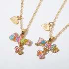 Кулоны "Неразлучники" сёстры и друзья, цветные в золоте, 40см - фото 24453716