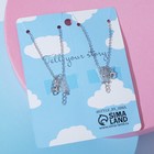 Кулоны "Неразлучники" звёзды BFF, цветные в серебре, 40см - фото 24423469