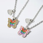 Кулоны "Неразлучники" бабочки радужные, цветные в серебре, 45см - Фото 2