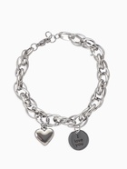 Браслет цепочка с подвесками «Сердце и медальон с надписью я тебя люблю», L=19 см, металл, цвет серебро - Фото 1