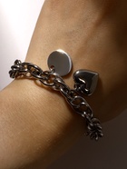 Браслет металл «Цепь» объёмное сердце и медальон, цвет серебро, L=19 см - Фото 2