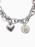 Браслет цепочка с подвесками «Сердце и медальон с надписью я тебя люблю», L=19 см, металл, цвет серебро - Фото 3