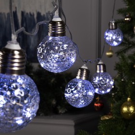 УЦЕНКА Гирлянда «Нить», 3 м, с насадками в виде лампочек, IP20, 80 LED, 220 В, 8 режимов, прозрачная нить, свечение белое 7573881