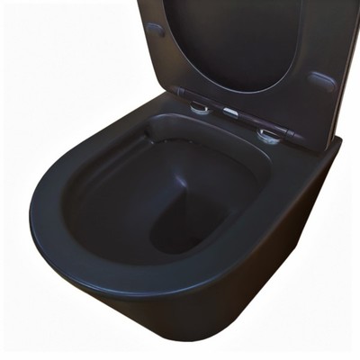 Унитаз подвесной COMFORTY 105MB безободковый, сиденье дюропласт, softclose тонкое, быстросъёмное, чёрный матовый
