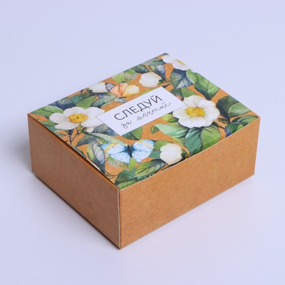 Коробка подарочная сборная, упаковка, «Цветы», 12 х 10 х 5 см