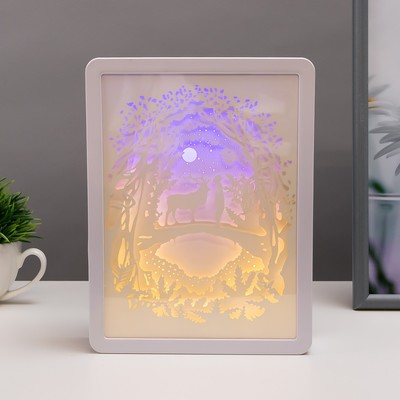 Ночник "Ночь в лесу" LED от батареек 3хААА USB 16x5x21 см
