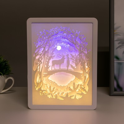 Ночник "Ночь в лесу" LED от батареек 3хААА USB 16x5x21 см