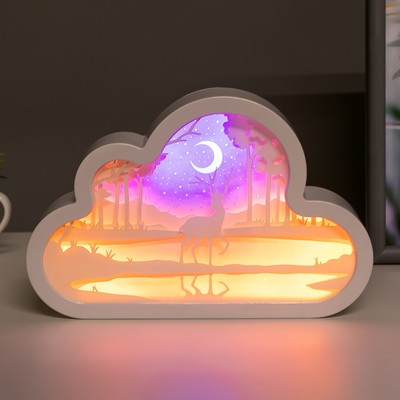 Ночник "Олень на берегу озера" LED от батареек 3хААА USB 20x4x13 см