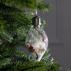 УЦЕНКА Ёлочный шар капля "Снежные нити", 5 LED, от батареек, Т/БЕЛЫЙ - Фото 2