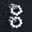 Серьги со съёмным элементом «Трансформер» два жемчужных кольца, цвет белый в серебре - фото 295837498