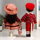 Кукла коллекционная парочка набор 2 шт "Наташа и Олег в розово-бордовых нарядах" 30 см - фото 6507686