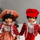Кукла коллекционная парочка набор 2 шт "Наташа и Олег в розово-бордовых нарядах" 30 см - фото 6507687