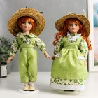 Кукла коллекционная парочка набор 2 шт "Таня и Ваня в ярко-зелёных нарядах в клетку" 30 см - фото 51037129
