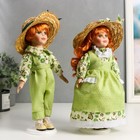 Кукла коллекционная парочка набор 2 шт "Таня и Ваня в ярко-зелёных нарядах в клетку" 30 см - Фото 2