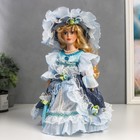 Кукла коллекционная керамика "Леди Анна в сине-голубом платье" 30 см - фото 9481615